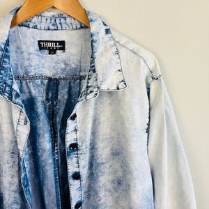 Thrill Denim Maxi Button Down Shirt Size 3X